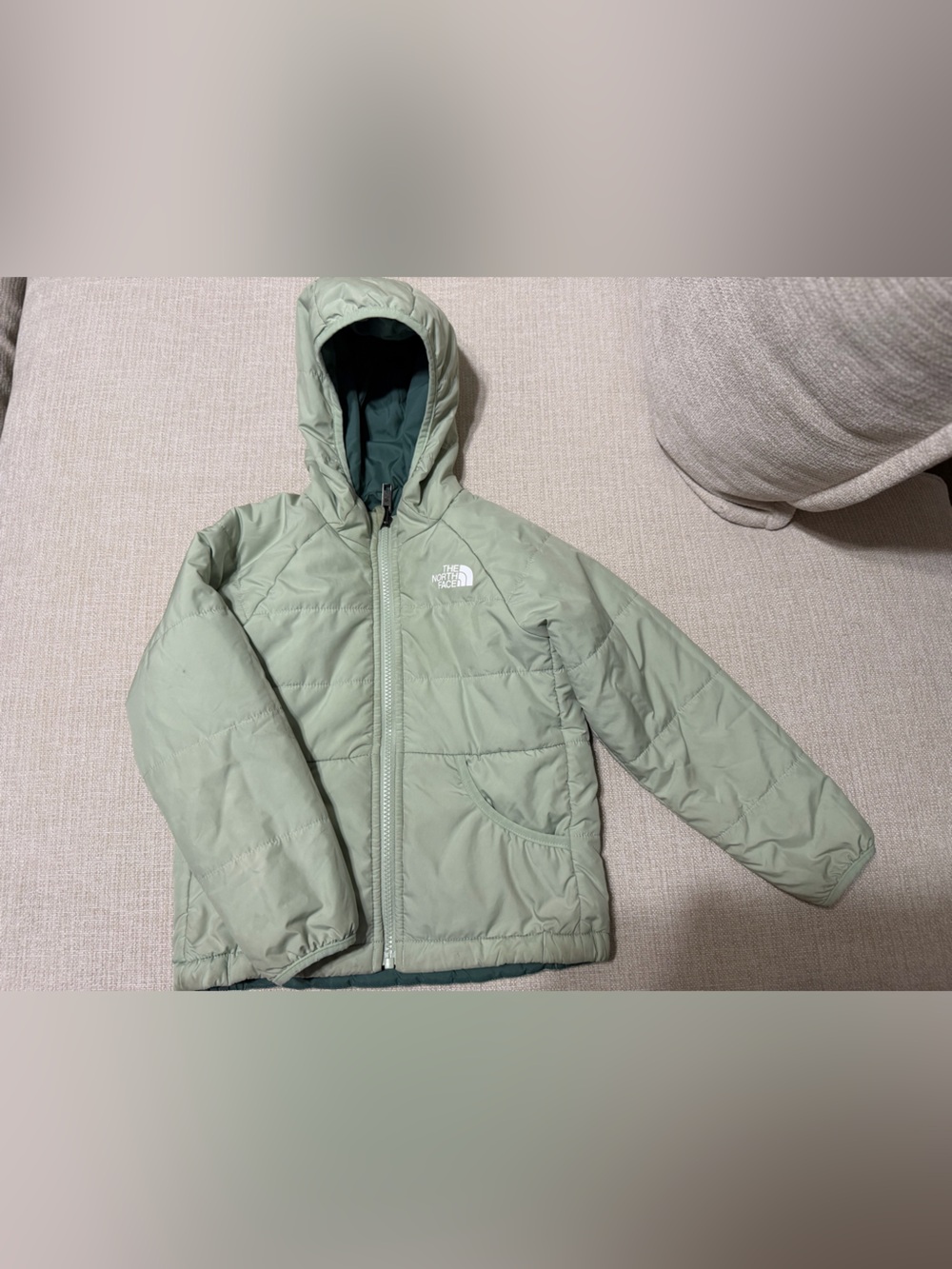 The North Face Kids' Two-Tone Green Insulated Hooded Jacket